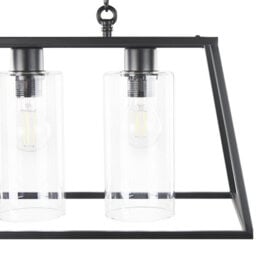Beliani 117 Cm Pendant Lamp Black Iron Cage With Three Glass Shades - thumbnail 5