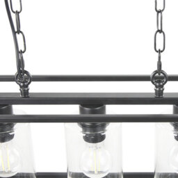 Beliani 117 Cm Pendant Lamp Black Iron Cage With Three Glass Shades - thumbnail 4