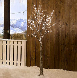 Dawsons Living Brown 6Ft Christmas Pre-Lit Led Twig Tree - White Snow Birch Outdoor Or Indoor - thumbnail 3