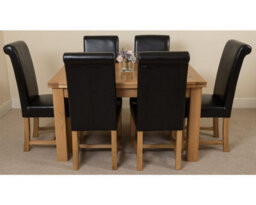 That's Furniture Richmond 140Cm - 220Cm Oak Extending Dining Table And 6 Chairs Dining Set With Washington Black Leather Chairs - thumbnail 2