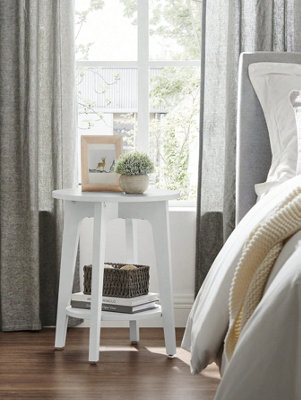 Vasagle Side Table, Small Round Table For Living Room, Bedside Table For Small Spaces With Lower Shelf, Modern Style, White - image 1