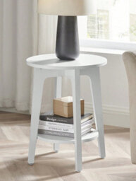 VASAGLE Side Table, Small Round Table For Living Room, Bedside Table For Small Spaces With Lower Shelf, Modern Style, White - thumbnail 6