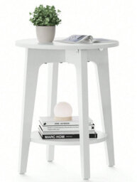 VASAGLE Side Table, Small Round Table For Living Room, Bedside Table For Small Spaces With Lower Shelf, Modern Style, White - thumbnail 8