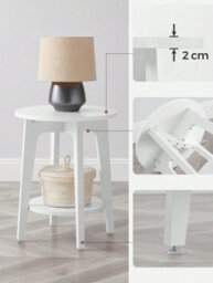 VASAGLE Side Table, Small Round Table For Living Room, Bedside Table For Small Spaces With Lower Shelf, Modern Style, White - thumbnail 7
