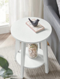 VASAGLE Side Table, Small Round Table For Living Room, Bedside Table For Small Spaces With Lower Shelf, Modern Style, White - thumbnail 4