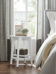 VASAGLE Side Table, Small Round Table For Living Room, Bedside Table For Small Spaces With Lower Shelf, Modern Style, White