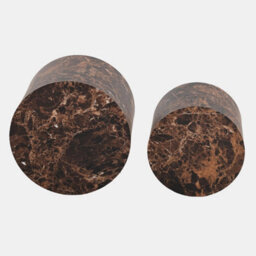 Ohs Marble Effect Set Of 2 Round Tables Side Coffee Table - Chocolate - thumbnail 3