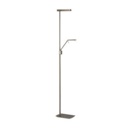 Luminosa Lighting Luminosa Phuket Floor Lamp 2 Light 21W Down 7W Up Led 3000K, 3000Lm, Touch Dimmer, Satin Nickel, 3Yrs Warranty