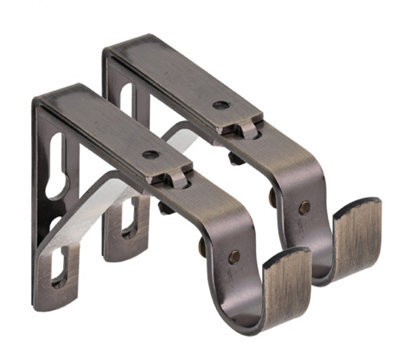 Lister Cartwright 19mm Curtain Pole Ends Brackets With Adjustable Screws Metal Finish (Pack Of 2)