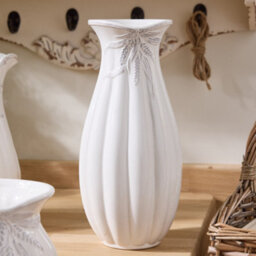 Dibor Traditional White Ceramic Tall Table Decor Flower Vase H26 X Dia 14Cm