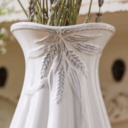 Dibor Traditional White Ceramic Tall Table Decor Flower Vase H26 X Dia 14Cm - thumbnail 3