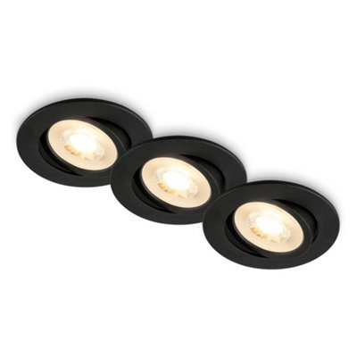 Briloner Ceiling Spotlights Set Of 3 Downlights Gu10 Led Bulbs Included Adjustable Black - image 1