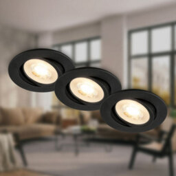 Briloner Ceiling Spotlights Set Of 3 Downlights Gu10 Led Bulbs Included Adjustable Black - thumbnail 3