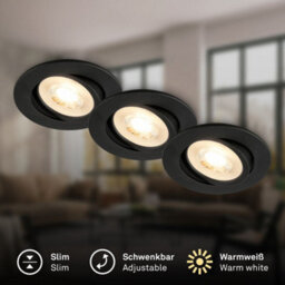 Briloner Ceiling Spotlights Set Of 3 Downlights Gu10 Led Bulbs Included Adjustable Black - thumbnail 2