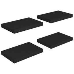 Berkfield Floating Wall Shelves 4 Pcs Black 40X23X3.8 Cm Mdf - thumbnail 2