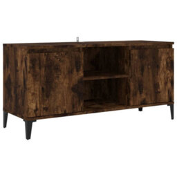 Berkfield Tv Cabinet With Metal Legs Smoked Oak 103.5X35X50 Cm - thumbnail 2