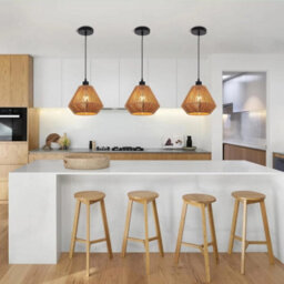 Ceiling Light Shade Woven Pendant Lamp Boho Rattan E27 Black - thumbnail 2