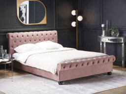 Beliani Waterbed Velvet Avallon 180 X 200 Cm (Eu Super King) Pink - thumbnail 2