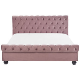 Beliani Waterbed Velvet Avallon 180 X 200 Cm (Eu Super King) Pink - thumbnail 5