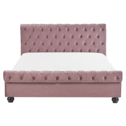 Beliani Waterbed Velvet Avallon 180 X 200 Cm (Eu Super King) Pink - thumbnail 4