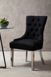 Orsina Stylish Black Dining Chair For Sitting Area, Classic Design Kitchen Chair With Sledge Legs, Decorative Chair - thumbnail 2