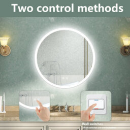 AVER-GROWTH Round Led Bathroom Mirror With Lights 3 Colour, Demister Anti-Fog Double Touch Switch Memory Function Illuminated Wall Mirror 70Cm - thumbnail 5