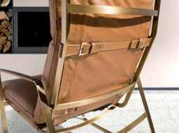 Angel Cerda Luxurious Camel Leather Armchair With Gold Accents - thumbnail 4