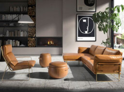Angel Cerda Luxurious Camel Leather Armchair With Gold Accents - thumbnail 3