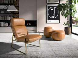 Angel Cerda Luxurious Camel Leather Armchair With Gold Accents - thumbnail 2