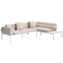 Beliani Garden Corner Sofa With Table 5 Seater Rasiglia Left Hand Metal Beige - thumbnail 8