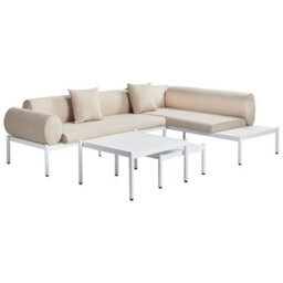 Beliani Garden Corner Sofa With Table 5 Seater Rasiglia Left Hand Metal Beige - thumbnail 7