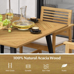 Costway Outdoor Square Dining Table Acacia Wood Patio Bistro Table W/ Umbrella Hole 107 X 107Cm - thumbnail 6