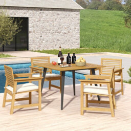 Costway Outdoor Square Dining Table Acacia Wood Patio Bistro Table W/ Umbrella Hole 107 X 107Cm - thumbnail 4