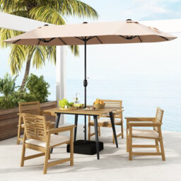 Costway Outdoor Square Dining Table Acacia Wood Patio Bistro Table W/ Umbrella Hole 107 X 107Cm - thumbnail 5