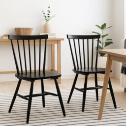 Wyld Haus Freya Set Of 2 Black Lacquered Birch Dining Chairs Slatted Back - thumbnail 1