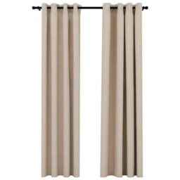 Berkfield Premium Linen-Look Blackout Curtains With Grommets 2Pcs Beige 140X225Cm