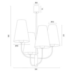 Luminosa Lighting Luminosa Safiano Multi Arm Pendant Ceiling 4 Light White, Black - thumbnail 3