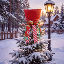 Living And Home Red Santa Hat Christmas Tree Topper Bow Snowflake Ribbon Xmas Tree Top Home Decorations - thumbnail 2