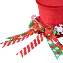Living And Home Red Santa Hat Christmas Tree Topper Bow Snowflake Ribbon Xmas Tree Top Home Decorations - thumbnail 6