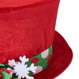 Living And Home Red Santa Hat Christmas Tree Topper Bow Snowflake Ribbon Xmas Tree Top Home Decorations - thumbnail 7