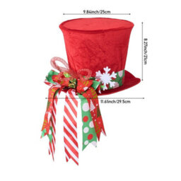 Living And Home Red Santa Hat Christmas Tree Topper Bow Snowflake Ribbon Xmas Tree Top Home Decorations - thumbnail 8