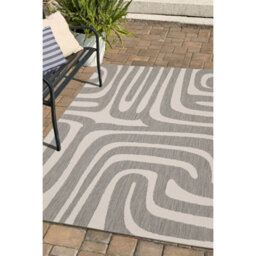 Melrose County Zebra Grey Design Flatweave Indoor Outdoor Large Area Rug 10mm Pile Height - 160/230Cm - thumbnail 5