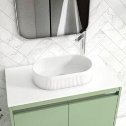 Royal Bathrooms Orion 800mm Mint Sage Floor Standing Plain White Countertop Vanity Unit 2 Drawer With Lyon Basin & Chrome Accent Trim - thumbnail 5