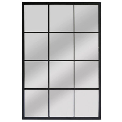 Biznest Black Window Style Wall Mirror 90 X 60 Cm