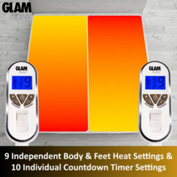 Glamhaus Double Size Electric Blanket - Fitted Mattress Bed Cover - White Diamond Quilted - Settings For Feet And Body, Timer - thumbnail 8
