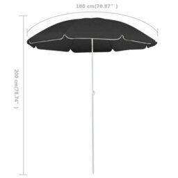 Berkfield Outdoor Parasol  With Steel Pole Anthracite 180 Cm - thumbnail 5