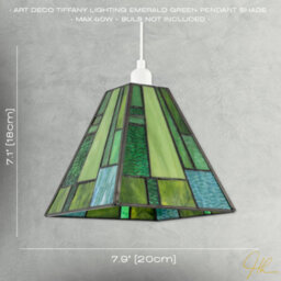 Happy Homewares Art Denergy Savingtiffany Pendant Lighting Shade With Emerald And Green Panels - thumbnail 7