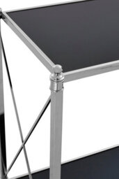Premier Housewares Interiors By Premier Black Mirrored Glass Console Table, 2 Tier Nickel Finish Frame Console Stand, Stainless Steel Hallway Table - thumbnail 2