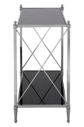 Premier Housewares Interiors By Premier Black Mirrored Glass Console Table, 2 Tier Nickel Finish Frame Console Stand, Stainless Steel Hallway Table - thumbnail 3