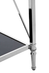 Premier Housewares Interiors By Premier Black Mirrored Glass Console Table, 2 Tier Nickel Finish Frame Console Stand, Stainless Steel Hallway Table - thumbnail 4